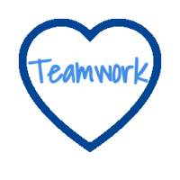 Grafik zeigt ein Herz und das Wort Teamwork