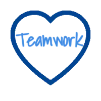 Grafik zeigt ein Herz und das Wort Teamwork
